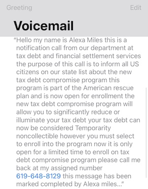 voicemail screen